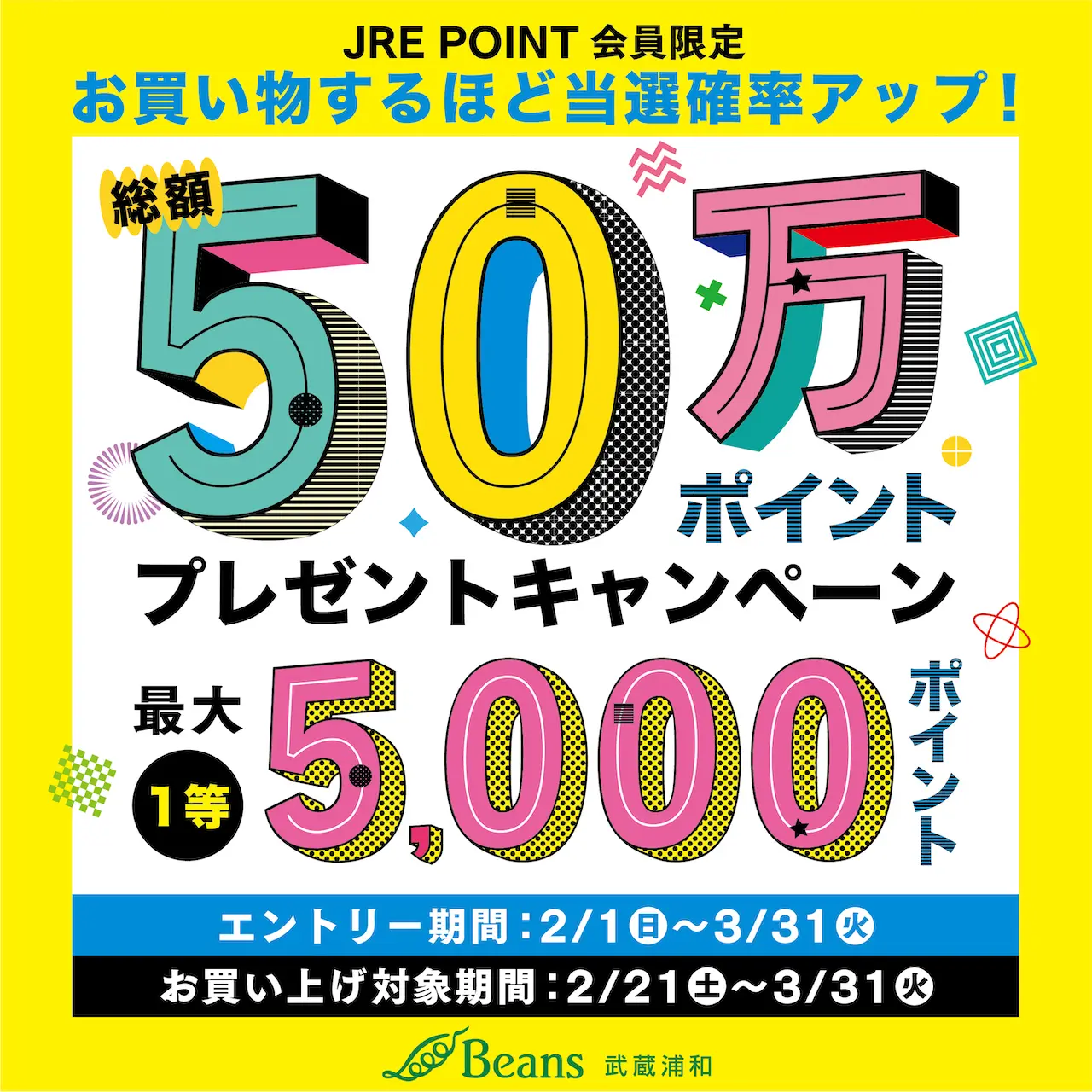 ビーンズ武蔵浦和総額50万ポイントプレゼントキャンペーン