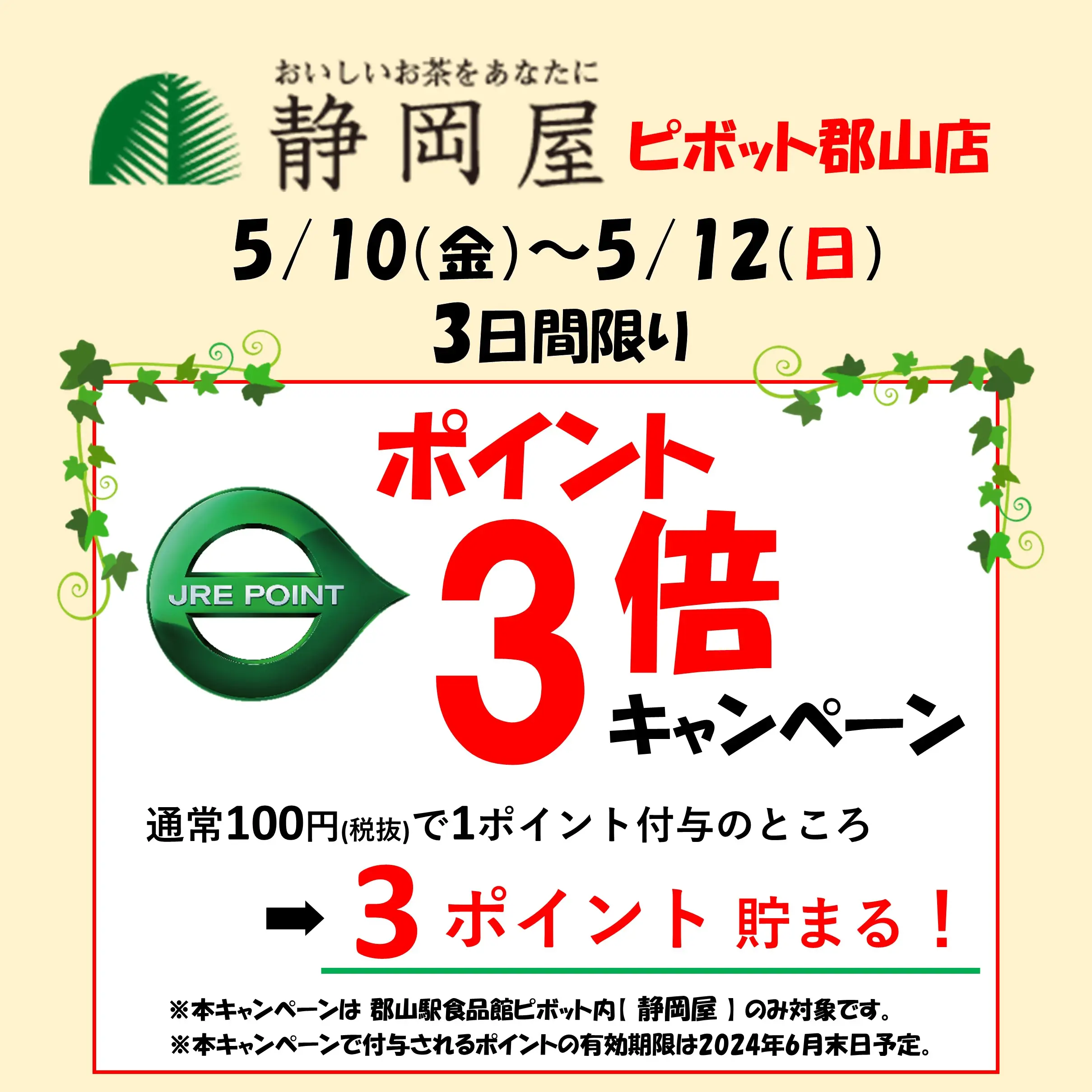 【☆Pojo☆様】専用・赤/緑、各360ｇ≪リクエスト特割特価≫ 郡山Pivot 静岡屋】JRE POINT3倍キャンペーン ｜ キャンペーン ｜ JR