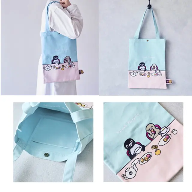 Suicaのペンギン 刺繍＆プリントトートバッグ（ティータイム